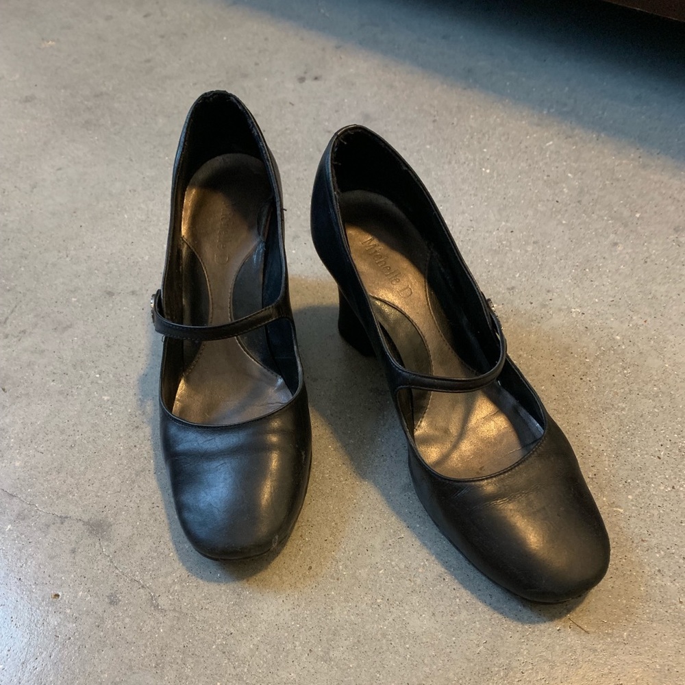 Black Mary Jane wedge